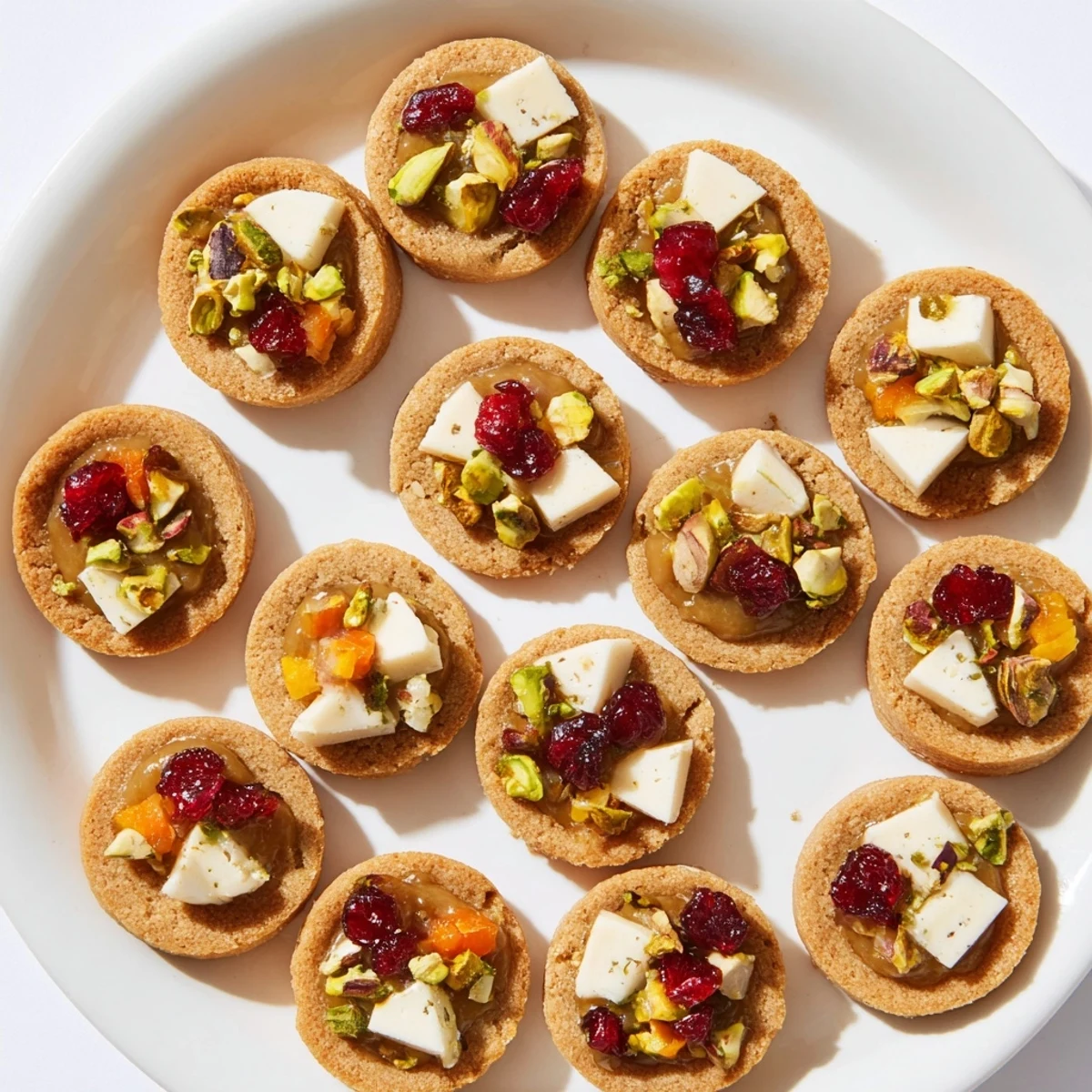 Festive Christmas Joy Trios arranged on a platter offer a beautiful holiday appetizer display.