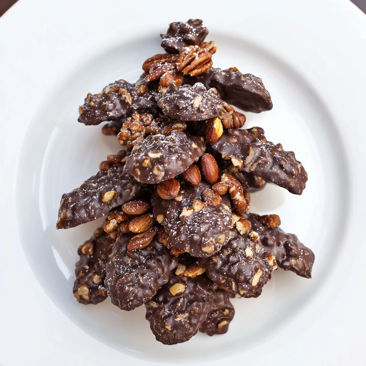 These homemade pinecone chocolate nut clusters showcase crunchy nuts and rich chocolate, a beautiful woodland-themed treat.