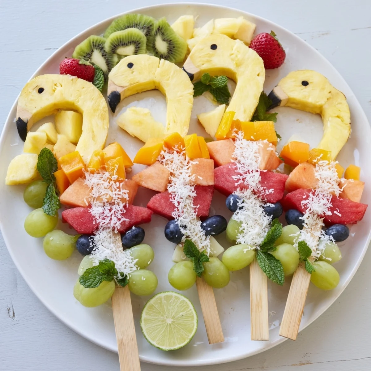 Flamingo Fruit Skewer Platter