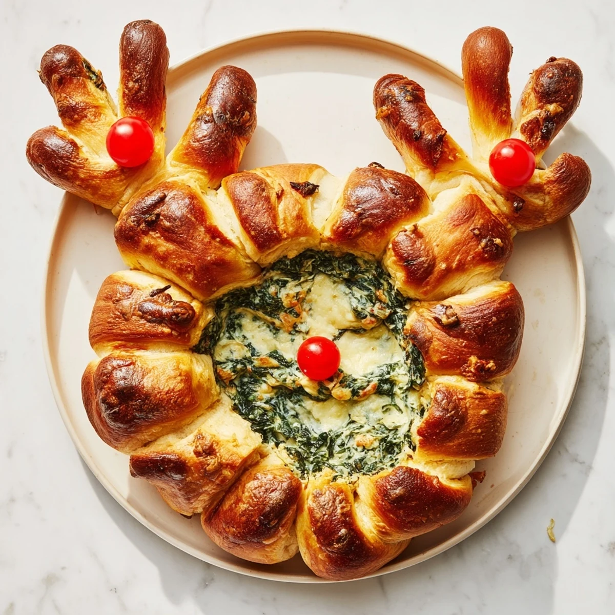 Enjoy this irresistible Reindeer Antler Spinach Dip Ring, a festive appetizer everyone will love.