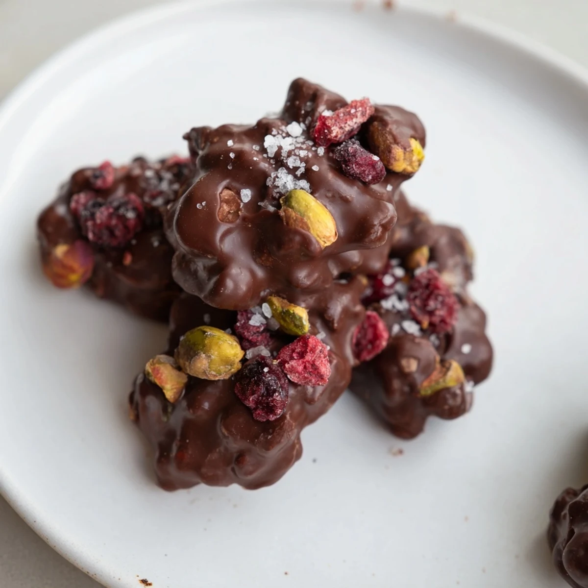 Vibrant image of crunchy pistachio and dried cranberry clusters, perfect for a delicious snack.