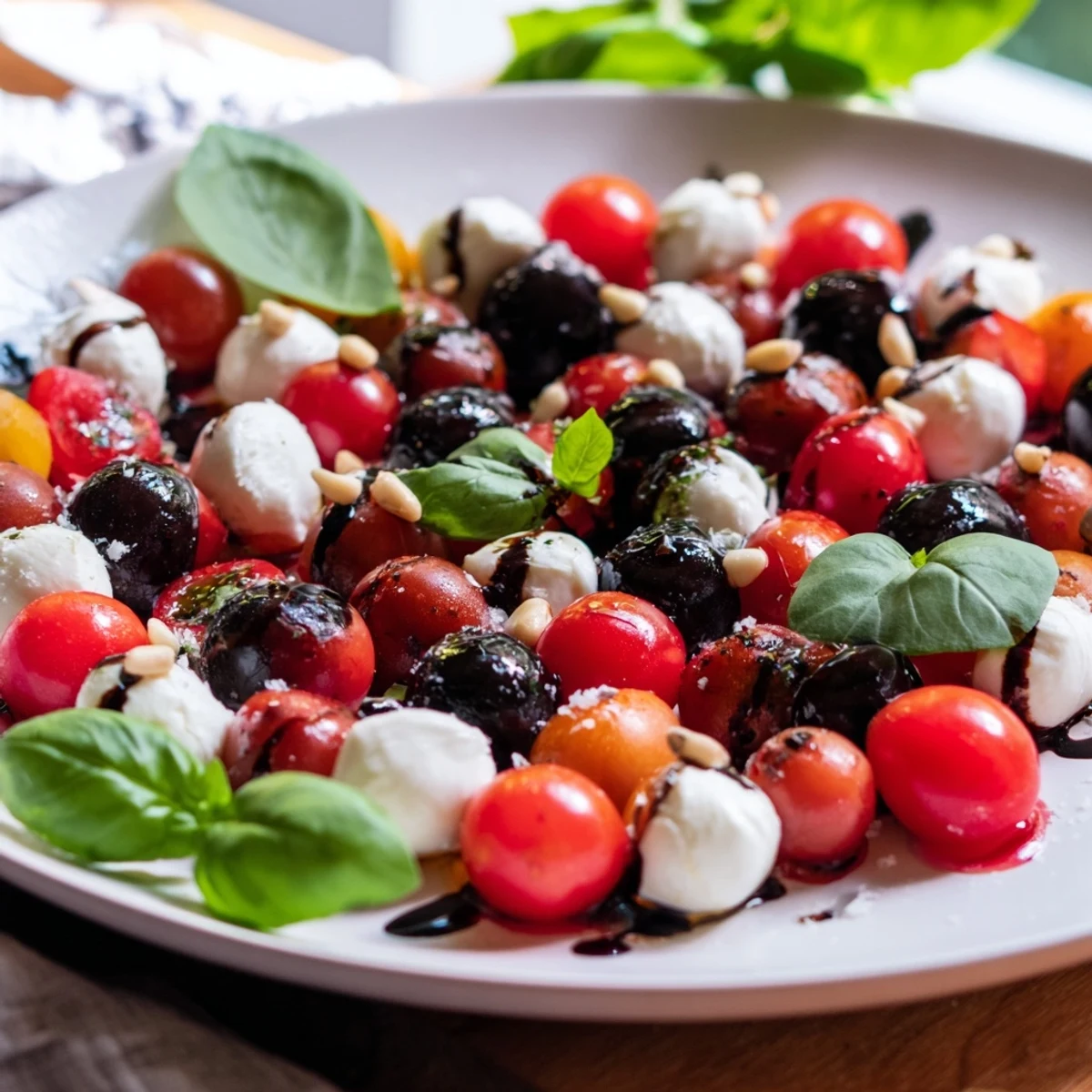 Impress your guests with this easy Appetizer Wreath: a stunning display of tomatoes, basil, and cheese.