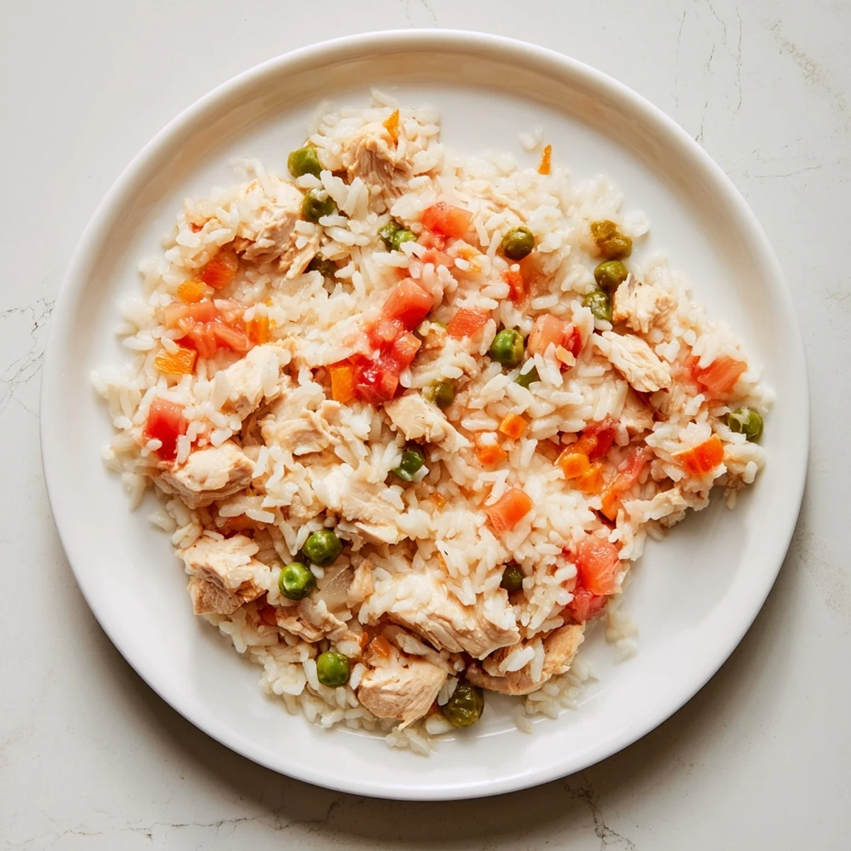 Tender one-pot chicken and rice served, glistening, with aromatic spices, a comforting budget-friendly meal.