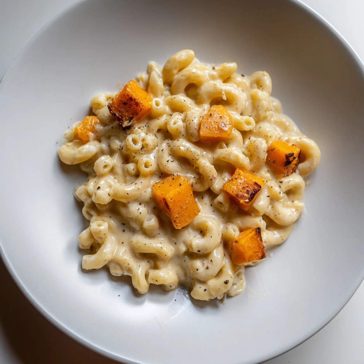 Golden, creamy butternut squash mac and cheese, ready and flavorful, perfect for a cozy dinner.