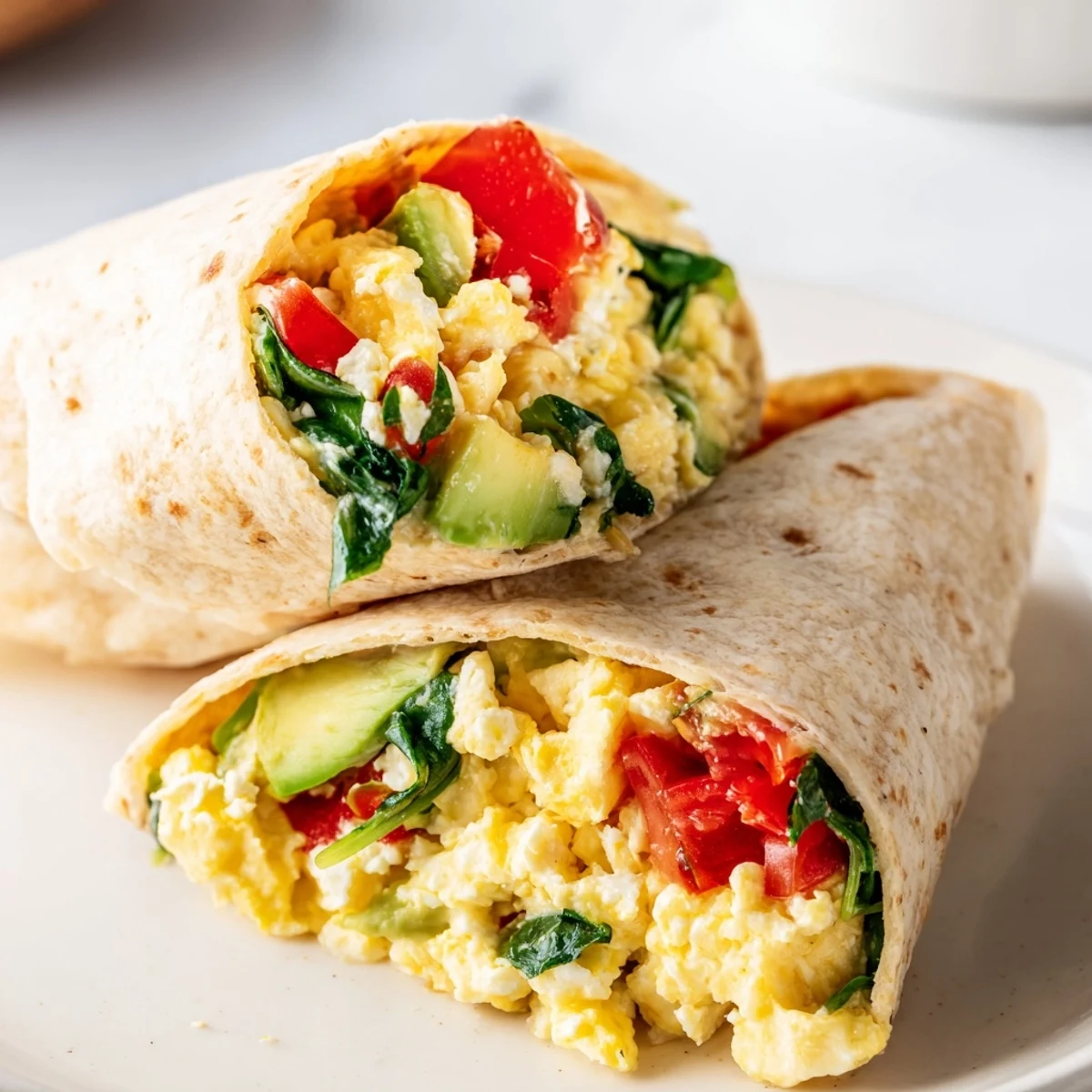 Prepare to enjoy a Mediterranean-inspired Feta Egg Wrap, a healthy breakfast wrap filled with feta cheese.