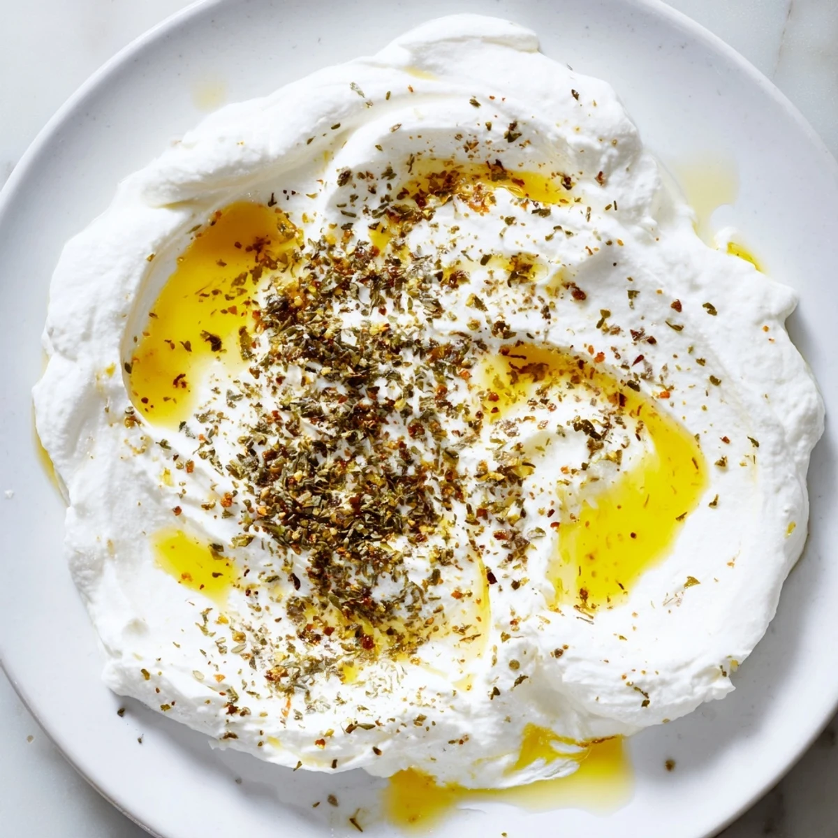 Homemade Levantine labneh cheese, a thick and tangy spread, perfect with fresh vegetables and olives.