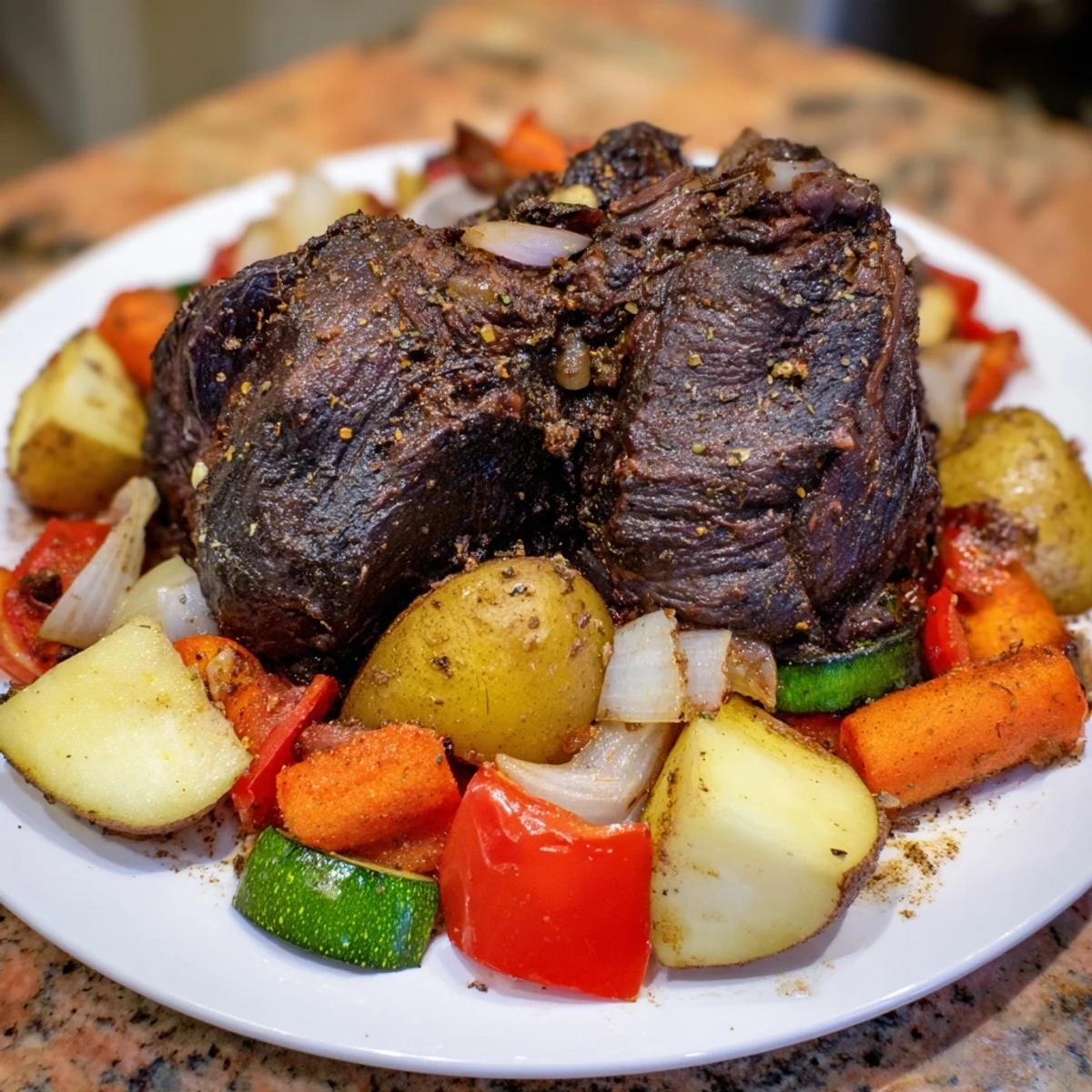 This Jordanian Zarb features slow-cooked lamb and colorful roasted vegetables, smelling enticingly smoky and savory.