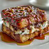 Layered capirotada Mexicana features piloncillo syrup-soaked bread, dried fruits, and crunchy nuts for a comforting dessert.