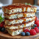 Wholesome Icelandic Skyr Pancakes, a high-protein breakfast topped with syrup.