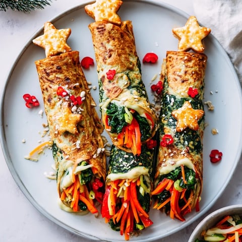 Air Fryer Christmas Tree Veggie Tortilla Wraps sizzling with golden edges, full of colorful vegetable filling.