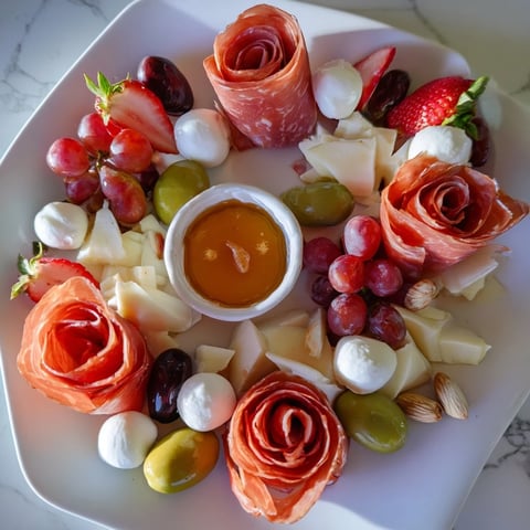 Prosciutto Rose Bouquet Board: See a beautiful arrangement of meat and cheese, perfect for entertaining.