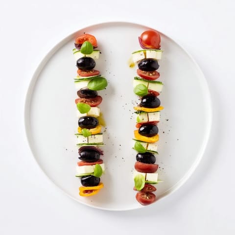 Freshly assembled Double Helix Genetic Code appetizer: colorful, visually stunning, ideal on a party platter.