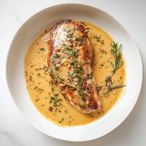Sliced Honey Dijon Chicken Skillet served alongside fluffy rice and vibrant roasted green beans on a rustic plate.