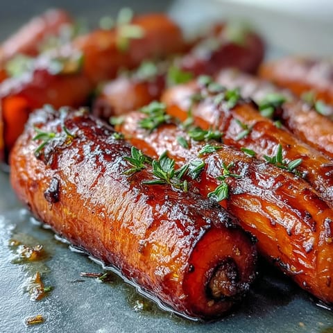 Honey glazed roasted carrots with thyme, tender and caramelized, make a vibrant, aromatic side dish perfect for holiday meals or family dinners.