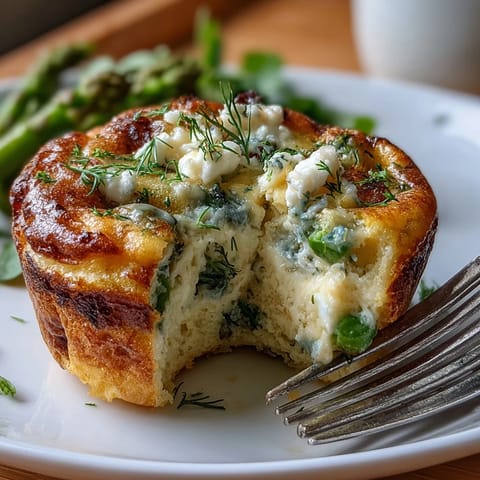 Fluffy egg muffins filled with asparagus, peas, and spinach, baked to golden perfection for a healthy breakfast.