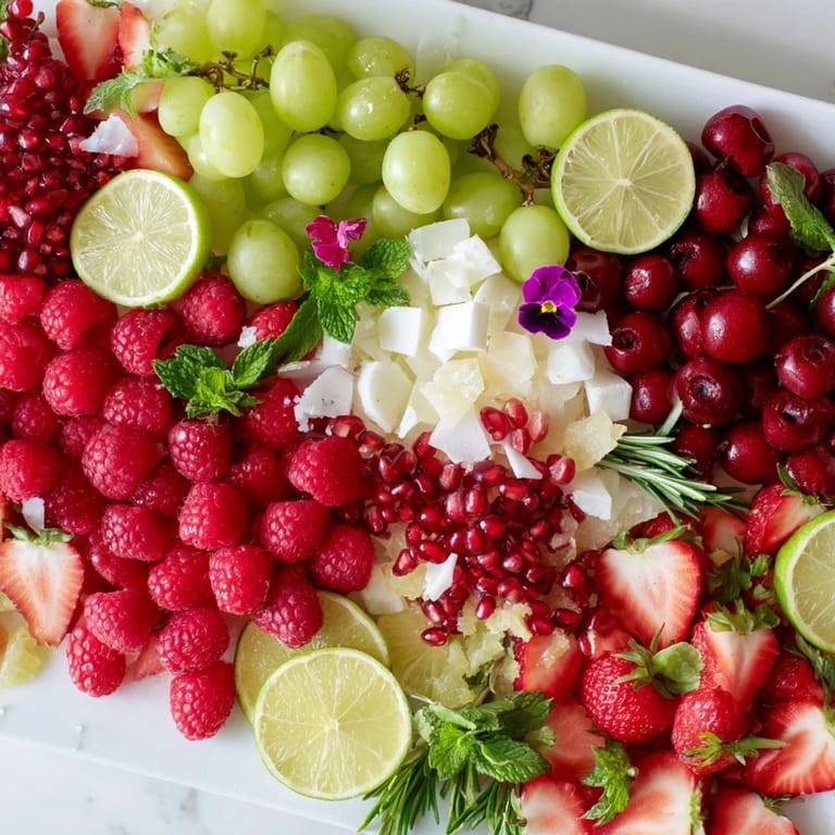 See a close-up of this festive Bubbly Bar New Years Eve Garnish Tray, including fresh raspberries and crystallized ginger.