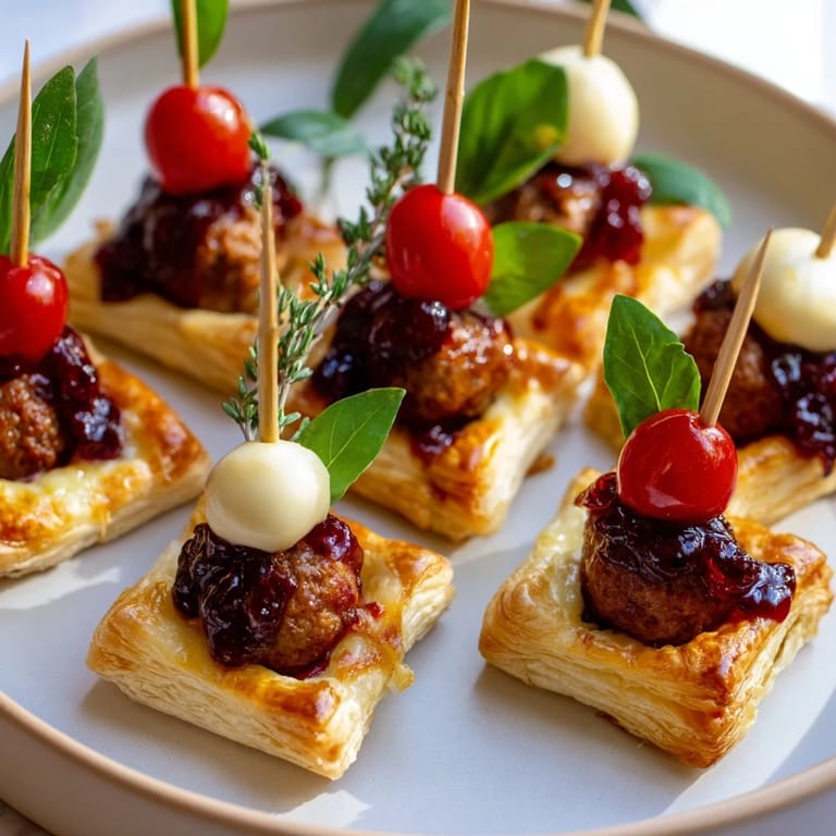 Delightful Joy to the World Festive Appetizer Trio: imagine the aroma of spiced meatballs with a yogurt dip.