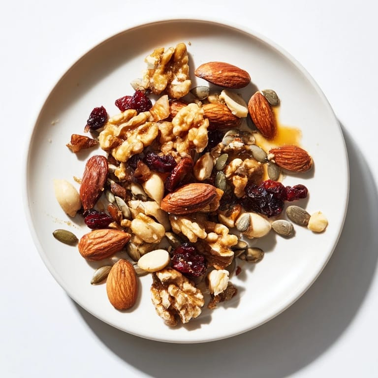 Golden-brown Squirrels Gourmet Nut Bowl, a delicious mix of nuts and fruit, perfect for snacking.