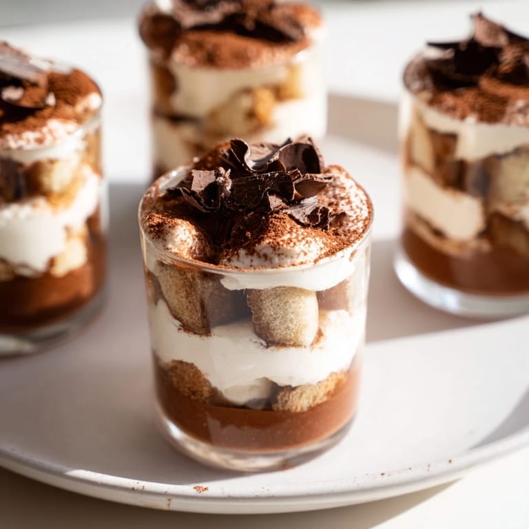 Rich, coffee-soaked ladyfingers and creamy mascarpone create these delightful Countdown Tiramisu Shots for an after-dinner treat.