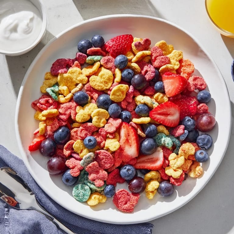 A close-up of a colorful pile of rainbow Goldfish crackers, perfect for cheerful treat time.