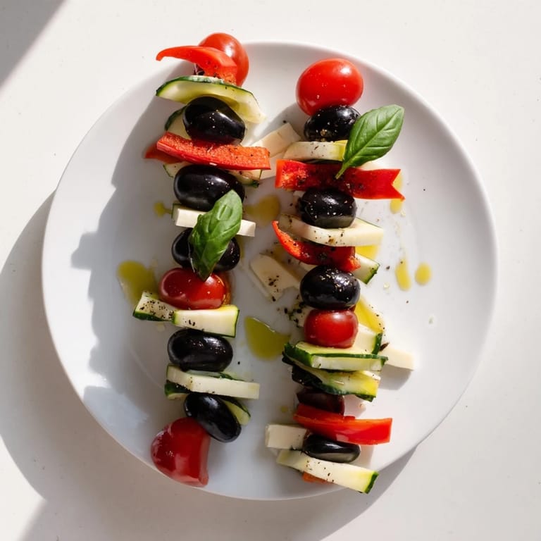 Delectable vegetarian Double Helix Genetic Code, an easy party appetizer showcasing colorful ingredients beautifully.