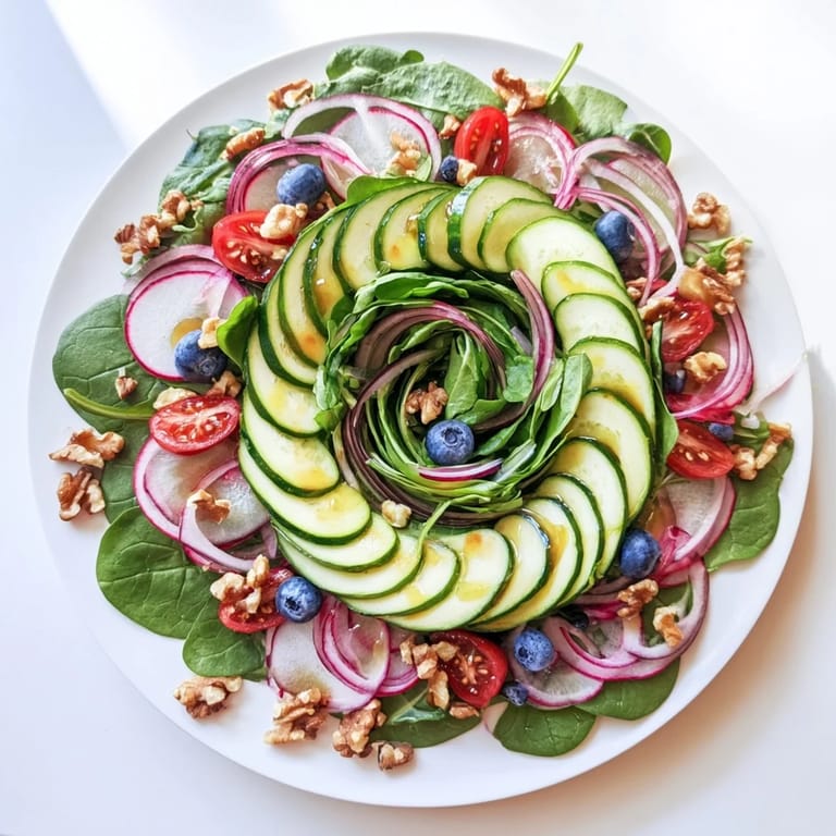 Get a taste of the delicious Fibonacci Fan Salad, featuring fresh ingredients and a beautiful spiral design.