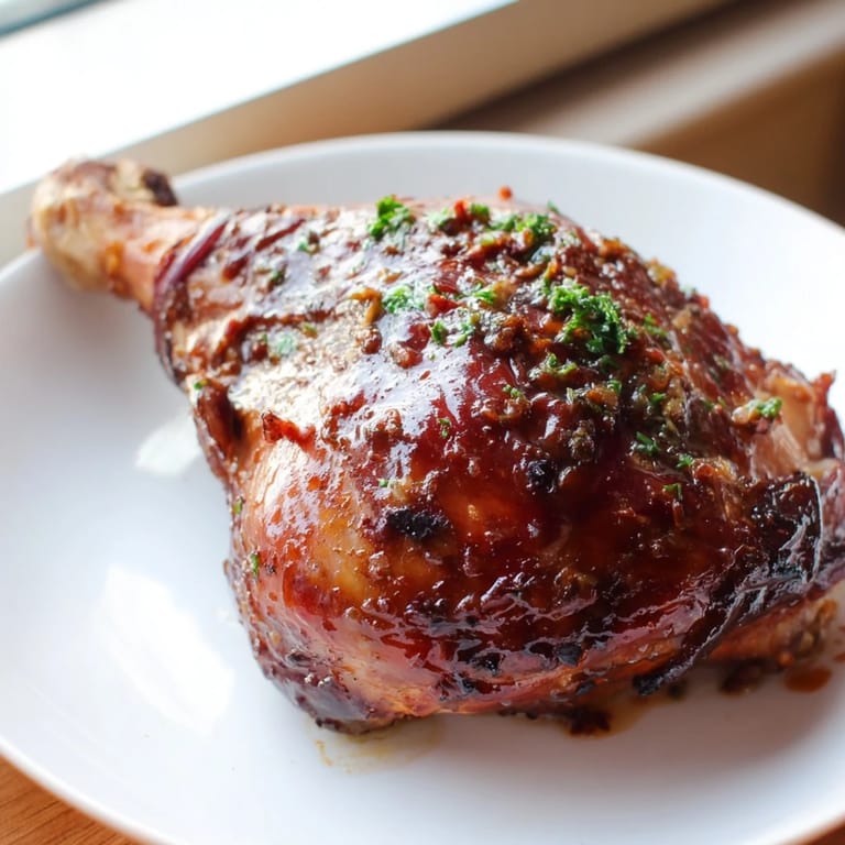 Golden-brown Jam in Coffee Style Glazed Chicken, ready to eat with a flavorful, sticky glaze, enticing.