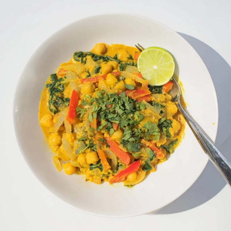 Hearty Chickpea Curry with chickpeas and vegetables, perfect for a cozy, nourishing weeknight meal.