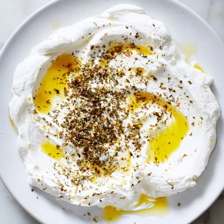 Homemade Levantine labneh cheese, a thick and tangy spread, perfect with fresh vegetables and olives.