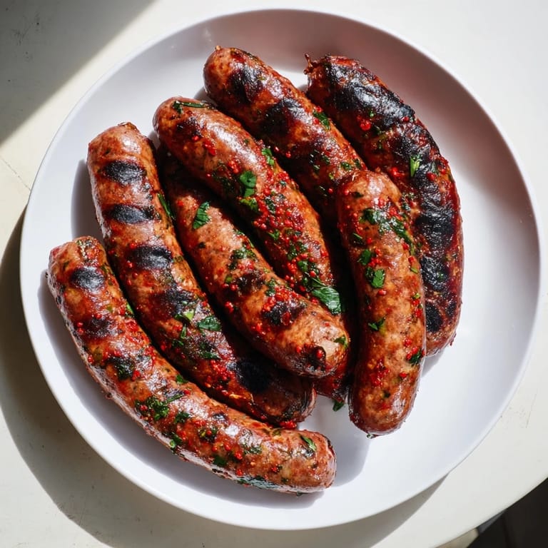 Freshly made, flavorful Tunisian Merguez, perfect for North African-inspired couscous or sandwiches.