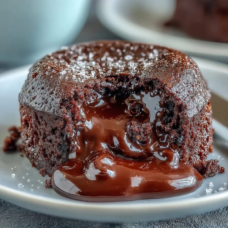Freshly baked Chocolate Lava Cakes with Espresso displayed on a plate next to a cup of coffee.