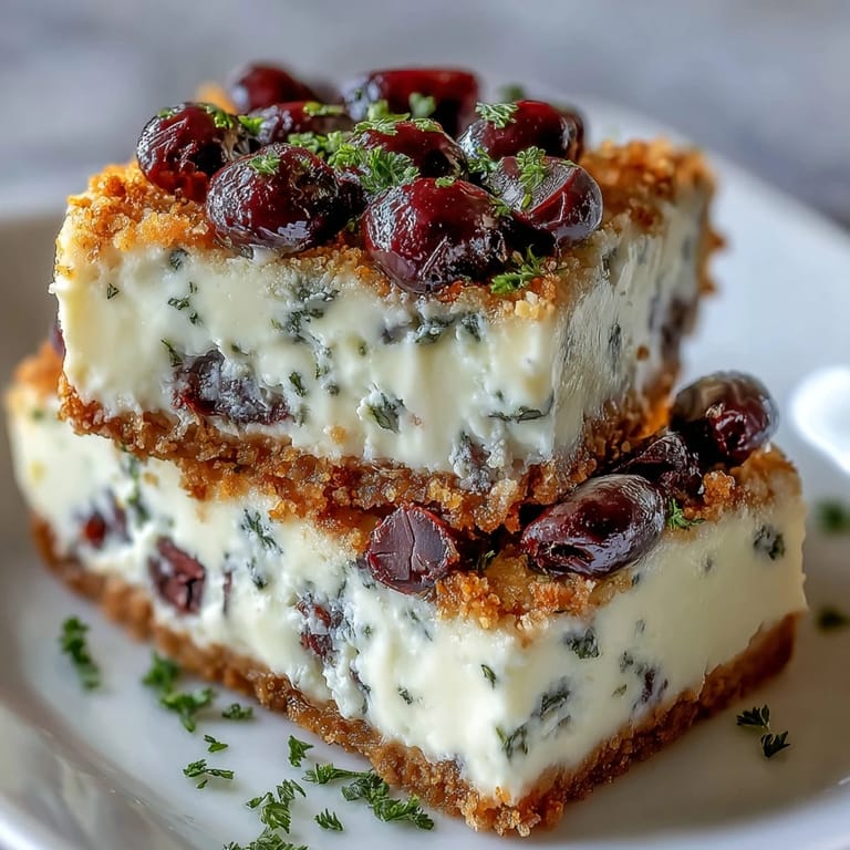 Creamy Kalamata cheesecake appetizer garnished with parsley, sliced olives, and lemon zest on a rustic wooden serving board.