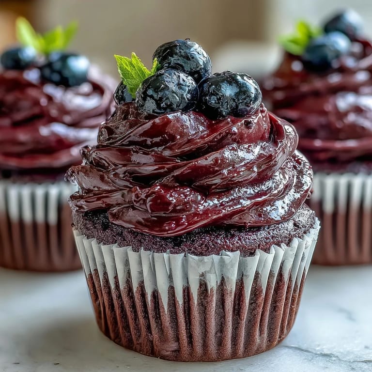 Swirled Black Currant Frosting on a slice of layer cake, showcasing its silky texture and berry hue.