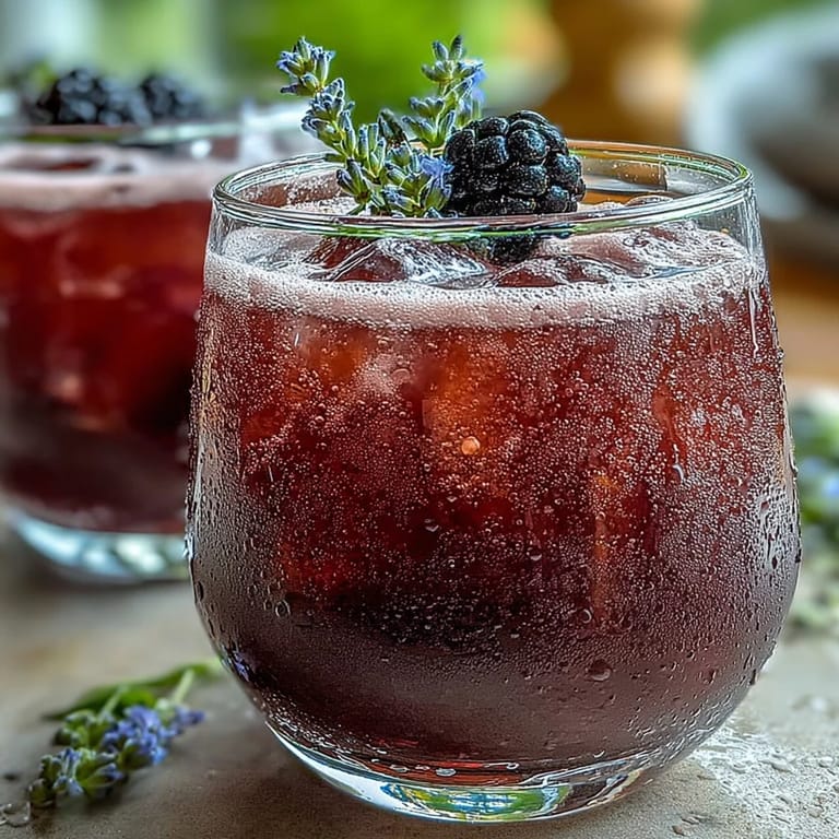 Sparkling Blackberry Lavender Lemonade Fizz ready for a refreshing summer sip.