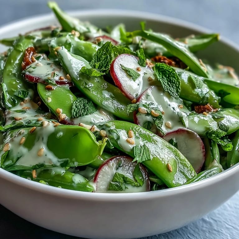 Crisp, colorful Snap Pea and Radish Spring Salad lightly tossed in a zesty dressing.