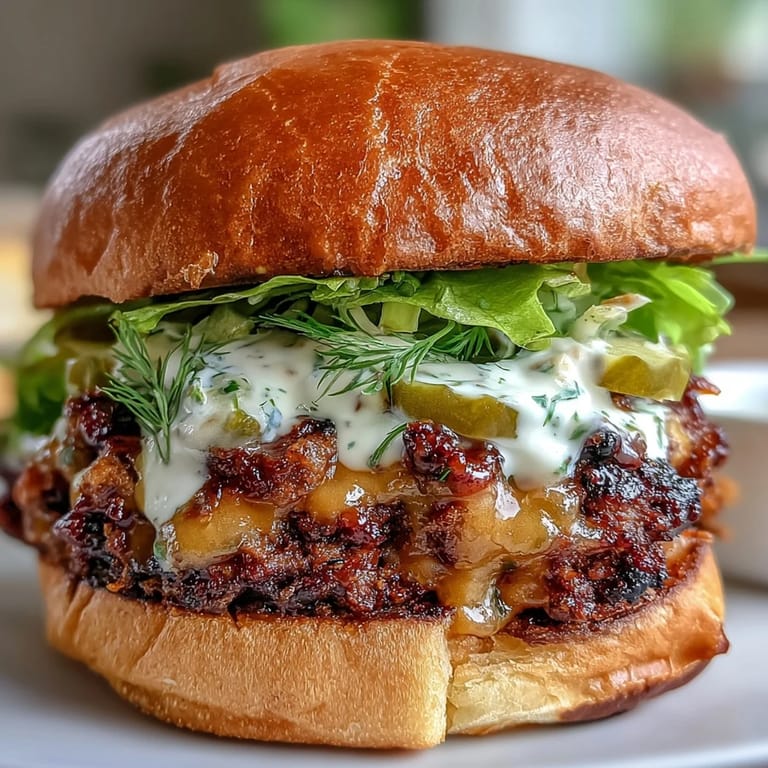 Juicy smash burger sliders piled high with lettuce, pickles, and secret sauce.