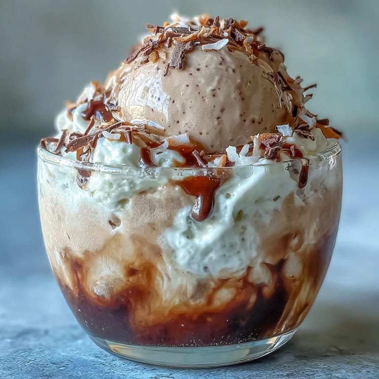 Tropical cold brew float, a summer treat with smooth coffee and creamy ice cream.