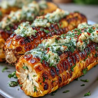 Memorial Day Grilled Corn with Herbed Butter 4 Ways, juicy charred cobs with vibrant toppings.